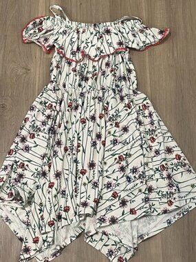 BCBGirls off the shoulder Sundress DRESS handkerchief girls Medium 10 12